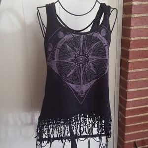 Boho Gypsy Zodiac Fringe Crop Tank Top